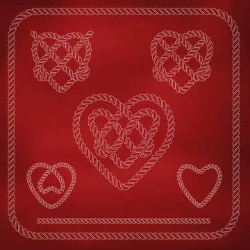 Heart shape rope knots Stock Illustration