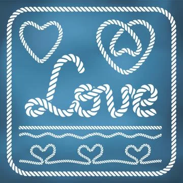 Heart shape rope knots set Illustrazione stock