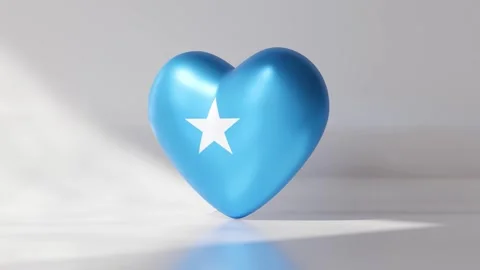 A heart shape that rotates slowly, featuring a national flag of Somalia Stock Footage 333561064