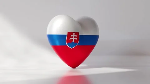 Heart shape that rotates while displaying flag of Slovakia Stock Footage 333561045