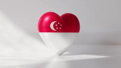 A heart shape rotating while displaying the Singapore national flag Stock Footage 333561044