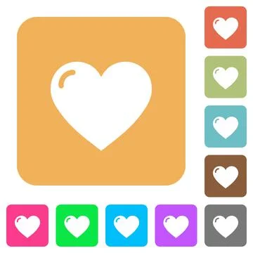 Heart shape rounded square flat icons イラスト素材