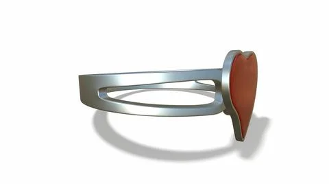 Heart shape ruby and diamond ring on white 3d-illustration 3d-rendering イラスト素材