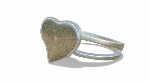 Heart shape ruby and diamond ring on white 3d-illustration 3d-rendering 스톡 일러스트