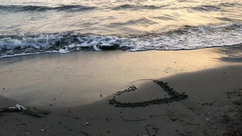 Heart shape on sand. Stock Footage 94730836