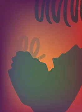 Heart shape with scrawls on colored background Stock Illustration