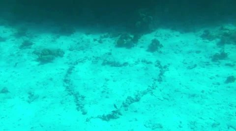 Heart Shape on sea bed deep underwater Stock Footage 61120554
