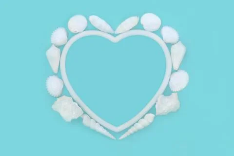 Heart Shape Sea Shell Romantic Wreath Frame Stock Photos