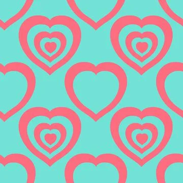 Heart shape seamless pattern. Pink blue cute background trendy color, geometr 스톡 일러스트