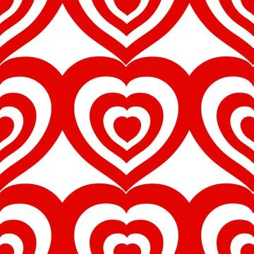 Heart shape seamless pattern. Red white background, geometric repeating patte Illustrazione stock