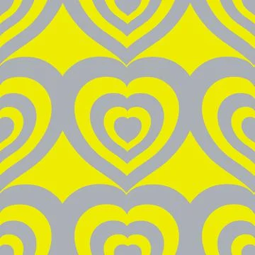 Heart shape seamless pattern. Yellow gray background trendy color, geometric  Stock Illustration