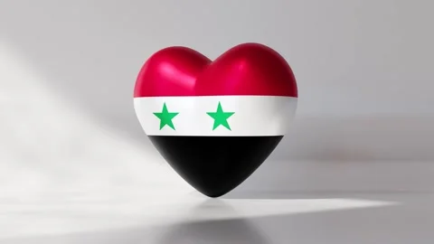 A heart shape shows the Syrian flag in a smooth rotating motion Stock Footage 333561121