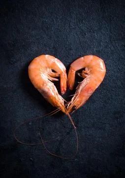 Heart shape shrimps Stock Photos