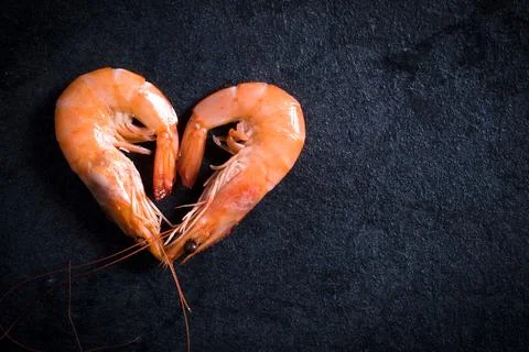 Heart shape shrimps Stock Photos