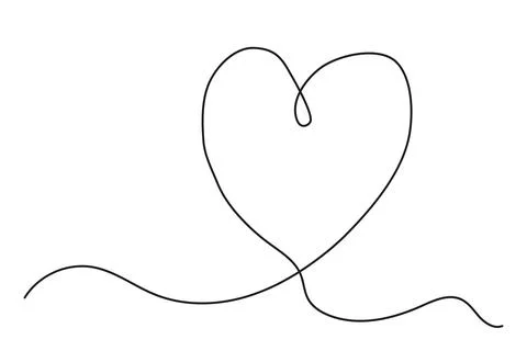 Heart shape single line modern minimalist drawing, love symbol isolated on white Stock Illustration