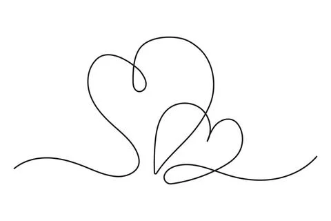 Heart shape single line modern minimalist drawing, love symbol isolated on white Illustrazione stock