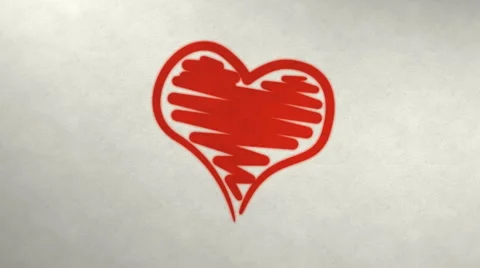 Heart shape slowly drawing on paper Stock Footage