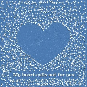 Heart shape on snow on a blue background vector illustration Stock Illustration