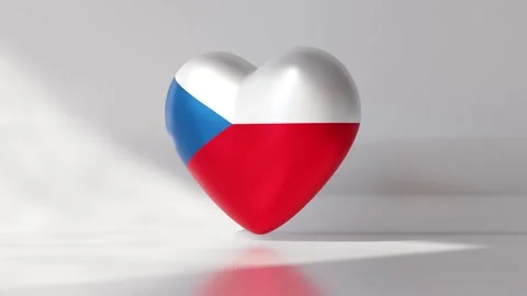 Heart shape spins with the flag of the Czech Republic Stock Footage 334740679