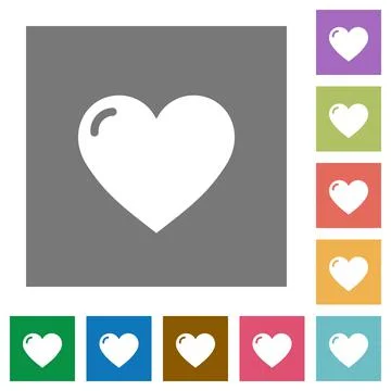 Heart shape square flat icons Stock Illustration