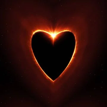 Heart shape sun eclipse heart shape sun eclipse with stars illustration Co... Stock Photos