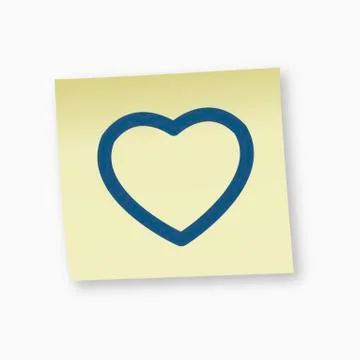 Heart shape symbol on adhesive note, close-up Stock Illustration