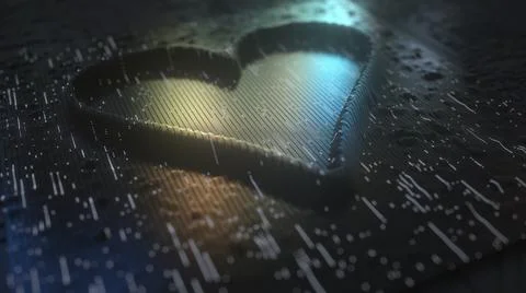 Heart shape symbol made made with many golden contacts and flashing lamps Stock Illustration