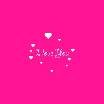 Heart shape with text I Love You phrase on plastic pink background. Valentines Stock Illustration