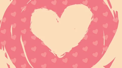 Heart Shape with Tiny Hearts Pattern on Pink and Beige Background Design Stock Footage 341920430