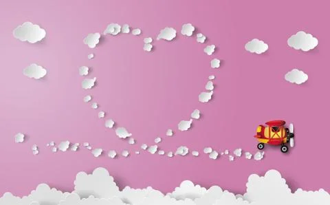 Heart shape track from plane. Stock Illustration