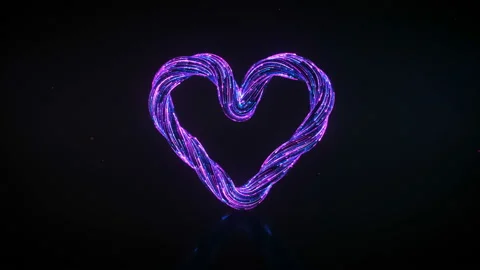 Heart shape of ultraviolet light trails 3D render seamless loop animation Stock Footage 152125226