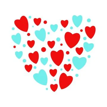 Heart shape vector pink and blue little hearts Stock Illustration
