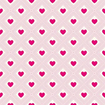 Heart shape vector seamless pattern. pink and white colors Stock Illustration