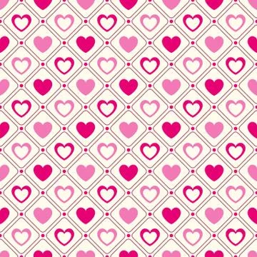 Heart shape vector seamless pattern. pink and white colors Stock Illustration