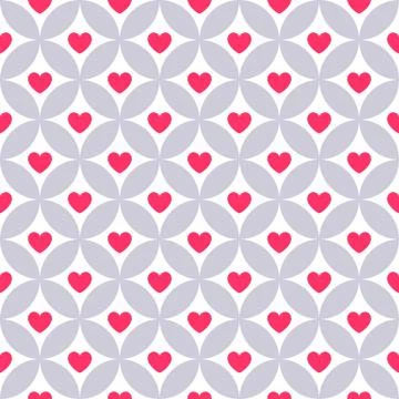 Heart shape vector seamless pattern. Pink color Stock Illustration