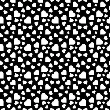Heart shape vector seamless pattern doodle black and white abstract background Stockillustratie