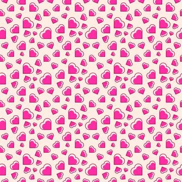 Heart shape vector seamless pattern doodle black and white abstract background Illustrazione stock