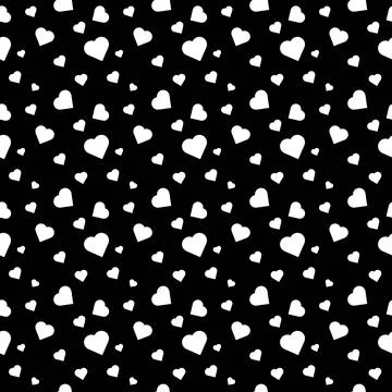 Heart shape vector seamless pattern doodle black and white abstract background 스톡 일러스트