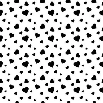 Heart shape vector seamless pattern doodle black and white abstract background Illustrazione stock