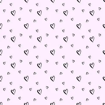 Heart shape vector seamless pattern doodle abstract background illustration Stock Illustration