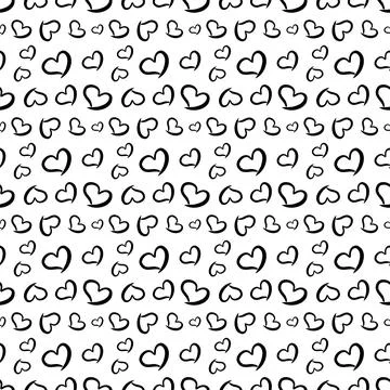 Heart shape vector seamless pattern doodle abstract background illustration Illustrazione stock