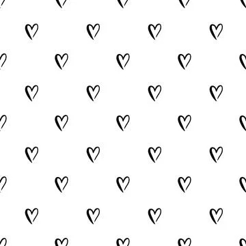 Heart shape vector seamless pattern doodle abstract background illustration Stock Illustration