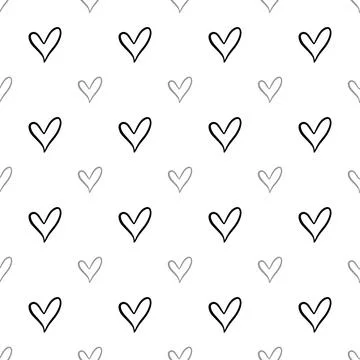 Heart shape vector seamless pattern doodle abstract background illustration Stock Illustration
