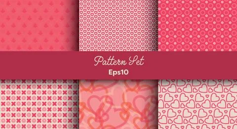 Heart shape vector seamless patterns Stock Illustration