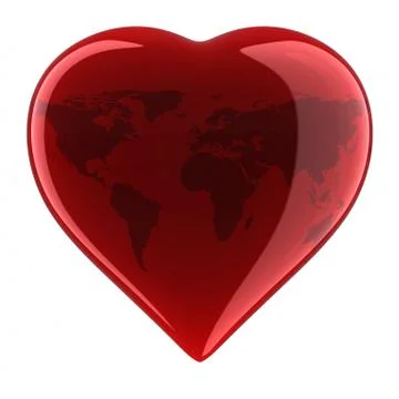 Heart shape with world map Stock Illustration