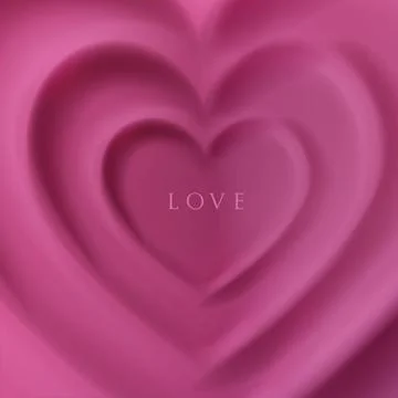 Heart shaped 3D shape frame design in pink and soft red tones. Valentine's Day. Stock Illustration