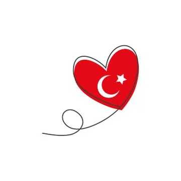 Heart shaped balloon in continuous drawing lines and glitch red heart in a flat 스톡 일러스트
