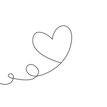 Heart shaped balloon in continuous drawing lines in a flat style in continuous 스톡 일러스트
