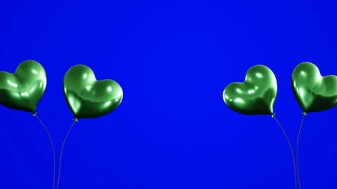 Heart shaped balloons blue screen animation 4k loop. Stock Footage 268938729