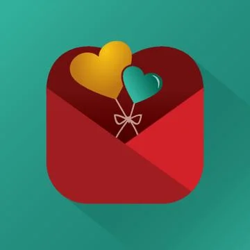 Heart Shaped Balloons In An Envelope Stock-Illustration
